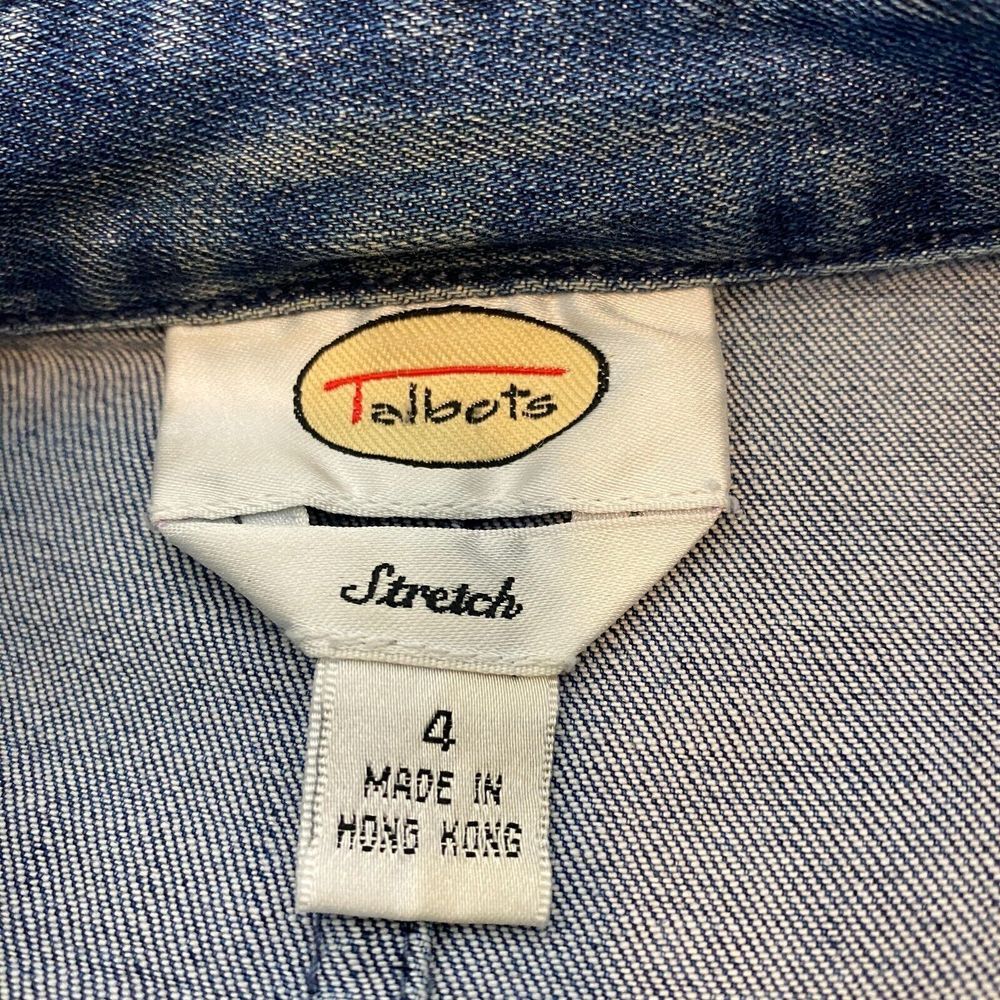 Talbots Jacket Womens‎ 4 Blue Denim Stretch Trucker Flap Pockets Button Front - Picture 5 of 11
